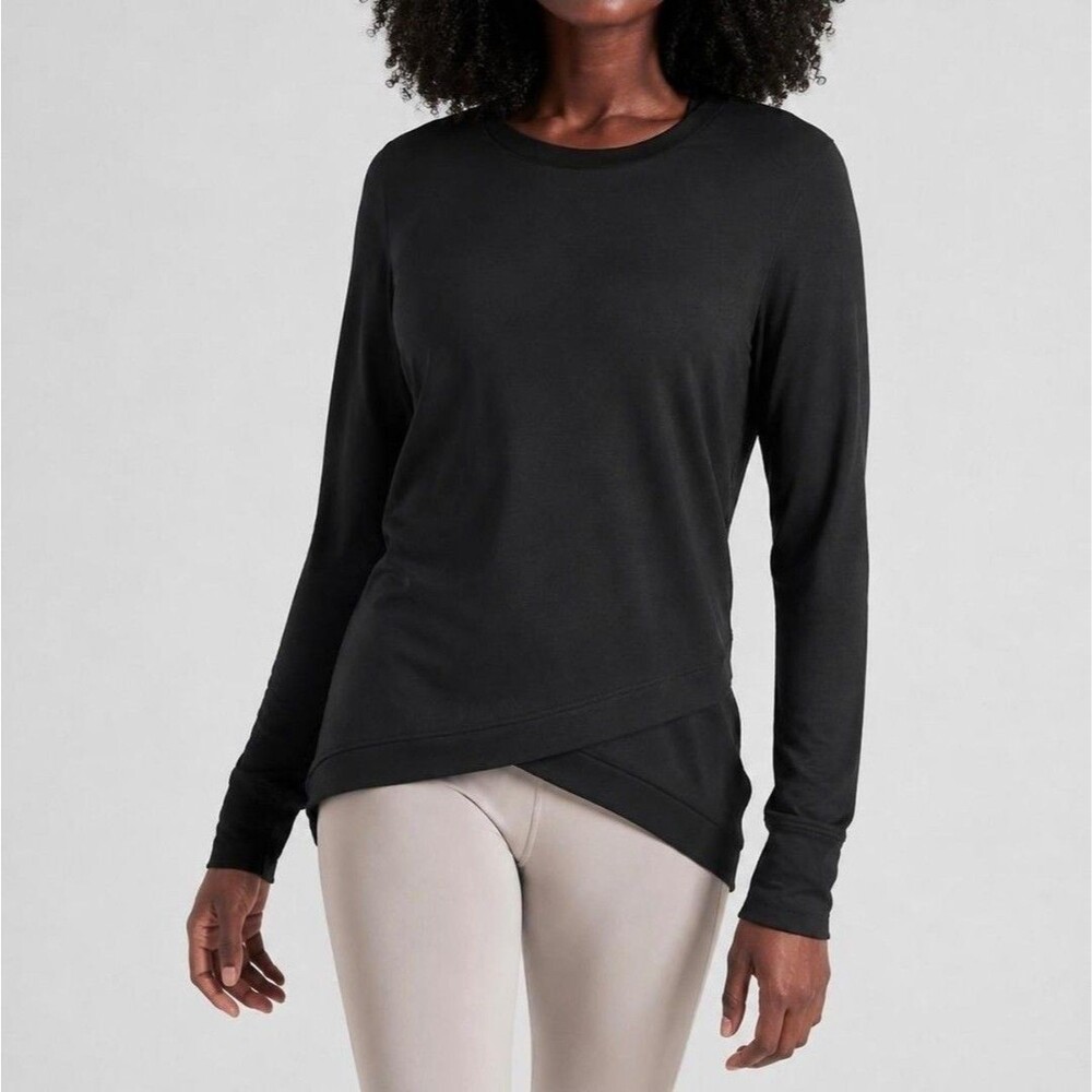 Athleta Serenity Criss Cross Long Sleeve Sweatshirt Sz XXS Lightweight Athletic